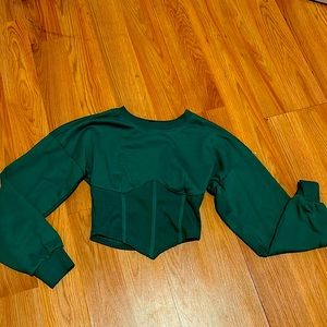 SHEIN Money Green Crop Sweatshirt
